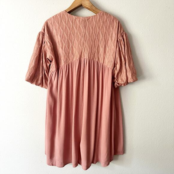 Davi & Dani Solid‎ V Neck Short Sleeve Dusty Rose Mini Dress Women's Size Small - Picture 7 of 14